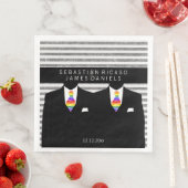 Mr. en Mr. Suit en Rainbow Stropdas Gay Wedding Servet (Insitu)