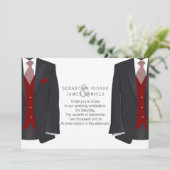 Mr en Mr Suit en Red Stropdas Gay Wedding Aankondiging (Staand voorkant)