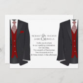 Mr en Mr Suit en Red Stropdas Gay Wedding Aankondiging (Voorkant / Achterkant)