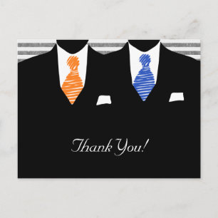 Mr en Mr. Suit en Stropdas (blauw / sinaasappel) D Briefkaart