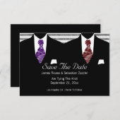 Mr. en Mr. Suit en Stropdas Gay Save the Date Wedd (Voorkant / Achterkant)