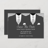 Mr. en Mr. Suit en Stropdas Gay Save the Date Wedd (Voorkant / Achterkant)