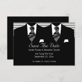 Mr. en Mr. Suit en Stropdas Gay Save the Date Wedd (Voorkant / Achterkant)