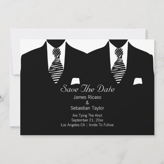 Mr. en Mr. Suit en Stropdas Gay Save the Date Wedd (Voorkant)