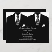 Mr. en Mr. Suit en Stropdas Gay Save the Date Wedd (Voorkant / Achterkant)