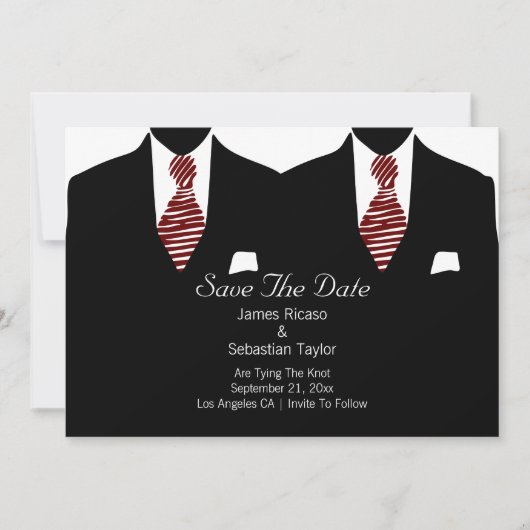 Mr. en Mr. Suit en Stropdas Gay Save the Date Wedd (Voorkant)