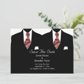 Mr. en Mr. Suit en Stropdas Gay Save the Date Wedd (Staand voorkant)