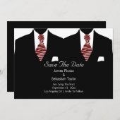 Mr. en Mr. Suit en Stropdas Gay Save the Date Wedd (Voorkant / Achterkant)