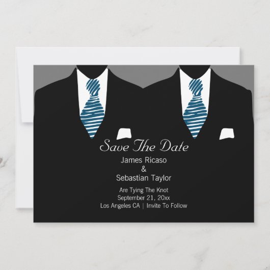 Mr. en Mr. Suit en Stropdas Gay Save the Date Wedd (Voorkant)