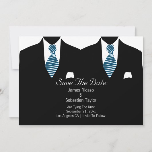 Mr. en Mr. Suit en Stropdas Gay Save the Date Wedd (Voorkant)