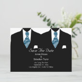 Mr. en Mr. Suit en Stropdas Gay Save the Date Wedd (Staand voorkant)