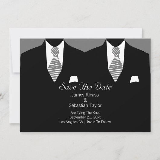 Mr. en Mr. Suit en Stropdas Gay Save the Date Wedd (Voorkant)