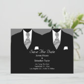 Mr. en Mr. Suit en Stropdas Gay Save the Date Wedd (Staand voorkant)