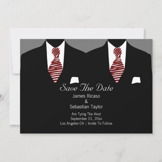 Mr. en Mr. Suit en Stropdas Gay Save the Date Wedd (Voorkant)
