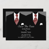 Mr. en Mr. Suit en Stropdas Gay Save the Date Wedd (Voorkant / Achterkant)