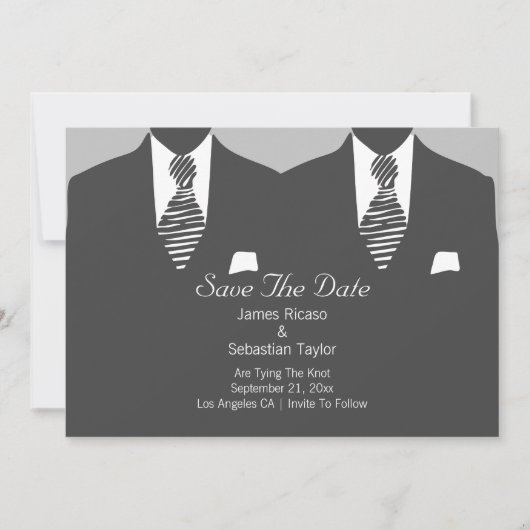 Mr. en Mr. Suit en Stropdas Gay Save the Date Wedd (Voorkant)