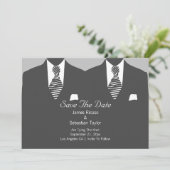 Mr. en Mr. Suit en Stropdas Gay Save the Date Wedd (Staand voorkant)
