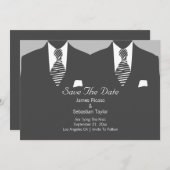 Mr. en Mr. Suit en Stropdas Gay Save the Date Wedd (Voorkant / Achterkant)