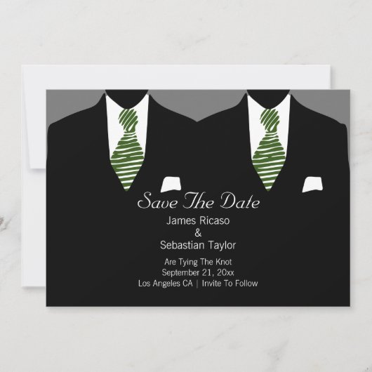 Mr. en Mr. Suit en Stropdas Gay Save the Date Wedd (Voorkant)