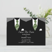 Mr. en Mr. Suit en Stropdas Gay Save the Date Wedd (Staand voorkant)