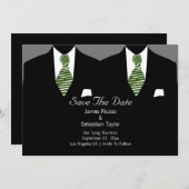 Mr. en Mr. Suit en Stropdas Gay Save the Date Wedd (Voorkant / Achterkant)