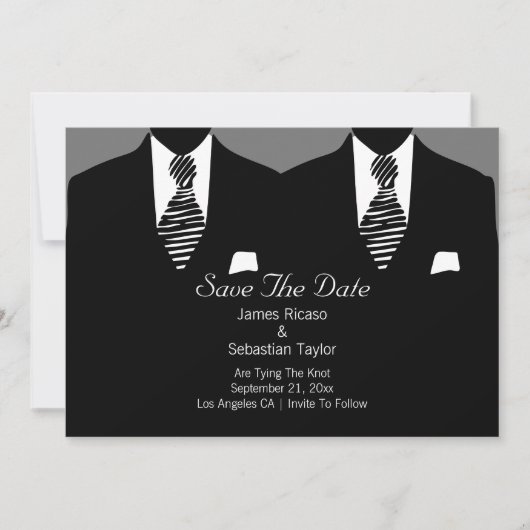 Mr. en Mr. Suit en Stropdas Gay Save the Date Wedd (Voorkant)