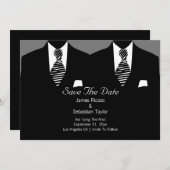 Mr. en Mr. Suit en Stropdas Gay Save the Date Wedd (Voorkant / Achterkant)