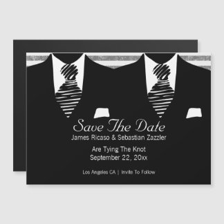 Mr. en Mr. Suit en Stropdas Gay Save the Date Wedd Magnetische Uitnodiging