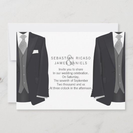 Mr. en Mr. Suit en Stropdas Gay Wedding Aankondiging (Voorkant)