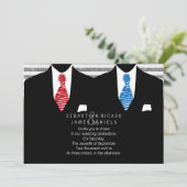 Mr. en Mr. Suit en Stropdas Gay Wedding (Blue Red) Kaart (Staand voorkant)