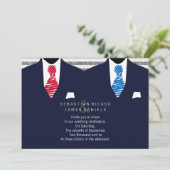 Mr. en Mr. Suit en Stropdas Gay Wedding (Blue Red) Kaart (Staand voorkant)