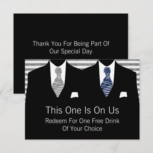 Mr en Mr. Suit en Stropdas Gay Wedding (grijs / bl Bedankkaart (Voorkant / Achterkant)