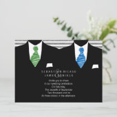 Mr. en Mr. Suit en Stropdas Gay Wedding Kaart (Staand voorkant)