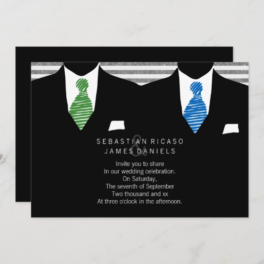 Mr. en Mr. Suit en Stropdas Gay Wedding Kaart (Voorkant / Achterkant)