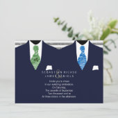 Mr. en Mr. Suit en Stropdas Gay Wedding (marine) Kaart (Staand voorkant)