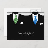 Mr en Mr Suit en Stropdas Homo bruiloft Dank u Briefkaart (Voorkant / Achterkant)