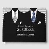 Mr. en Mr. Suit Grijs Blauw Stropdassen Gay Weddin Gastenboek (Voorkant)