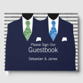 Mr. en Mr. Suit Groen Blauw Stropdassen Gay Weddin Gastenboek (Voorkant)