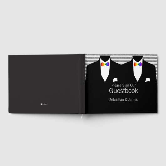 Mr en Mr Suit Rainbow Bow Stropdassen Gay Wedding  Gastenboek (Volledig)