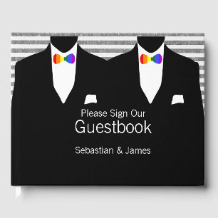 Mr en Mr Suit Rainbow Bow Stropdassen Gay Wedding  Gastenboek