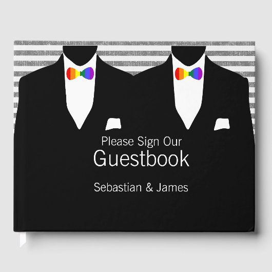Mr en Mr Suit Rainbow Bow Stropdassen Gay Wedding  Gastenboek (Voorkant)