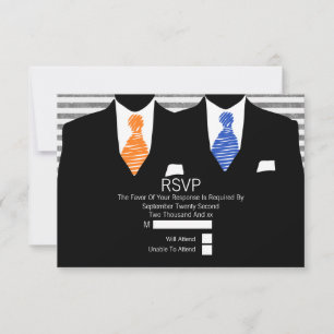 Mr en Mr Suit Sinaasappel Blauwe Stropdassen Gay B RSVP Kaartje