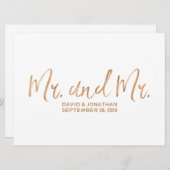 "Mr. en Mr." Trouwbord | Stijlvol Koper Save The Date (Voorkant / Achterkant)