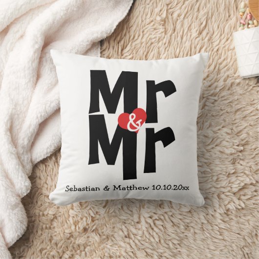 Mr en Mr Two Grooms Gepersonaliseerde bruiloft Kussen (Deken)