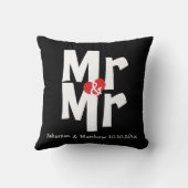 Mr en Mr Two Grooms Gepersonaliseerde bruiloft Kussen (Achterkant)