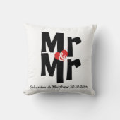 Mr en Mr Two Grooms Gepersonaliseerde bruiloft Kussen (Voorkant)