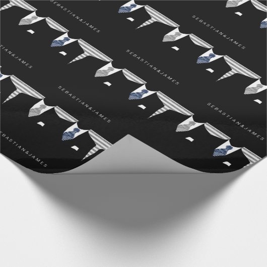 Mr. en Mr. Two Grooms in Stropdassen Wedding Cadeaupapier (Hoek)