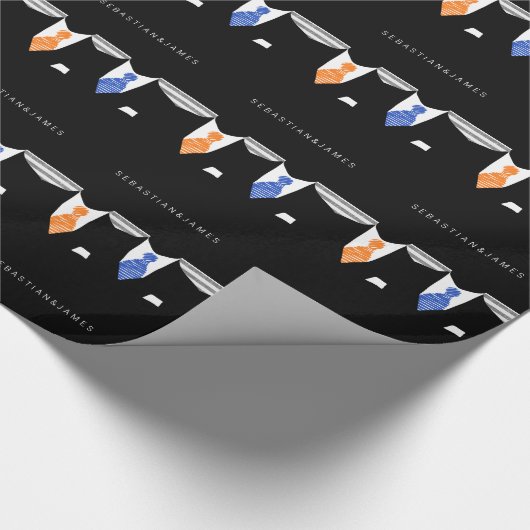 Mr. en Mr. Two Grooms in Stropdassen Wedding Cadeaupapier (Hoek)