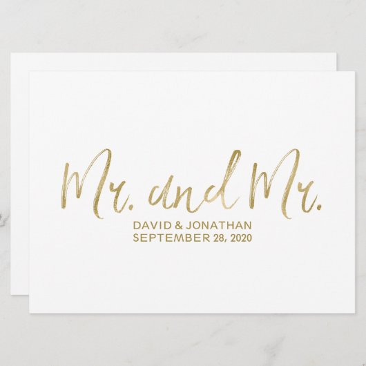 "Mr. en Mr." Weddenschap | Stylish Gold Gay (Voorkant / Achterkant)