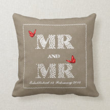 Mr en Mr White Lace Word Art Red Butterflies